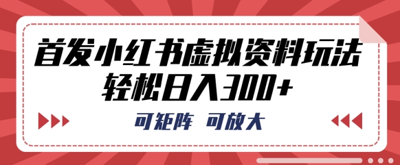 首发小红书虚拟资料玩法,可矩阵,可放大,轻松日入3张-亮剑学堂